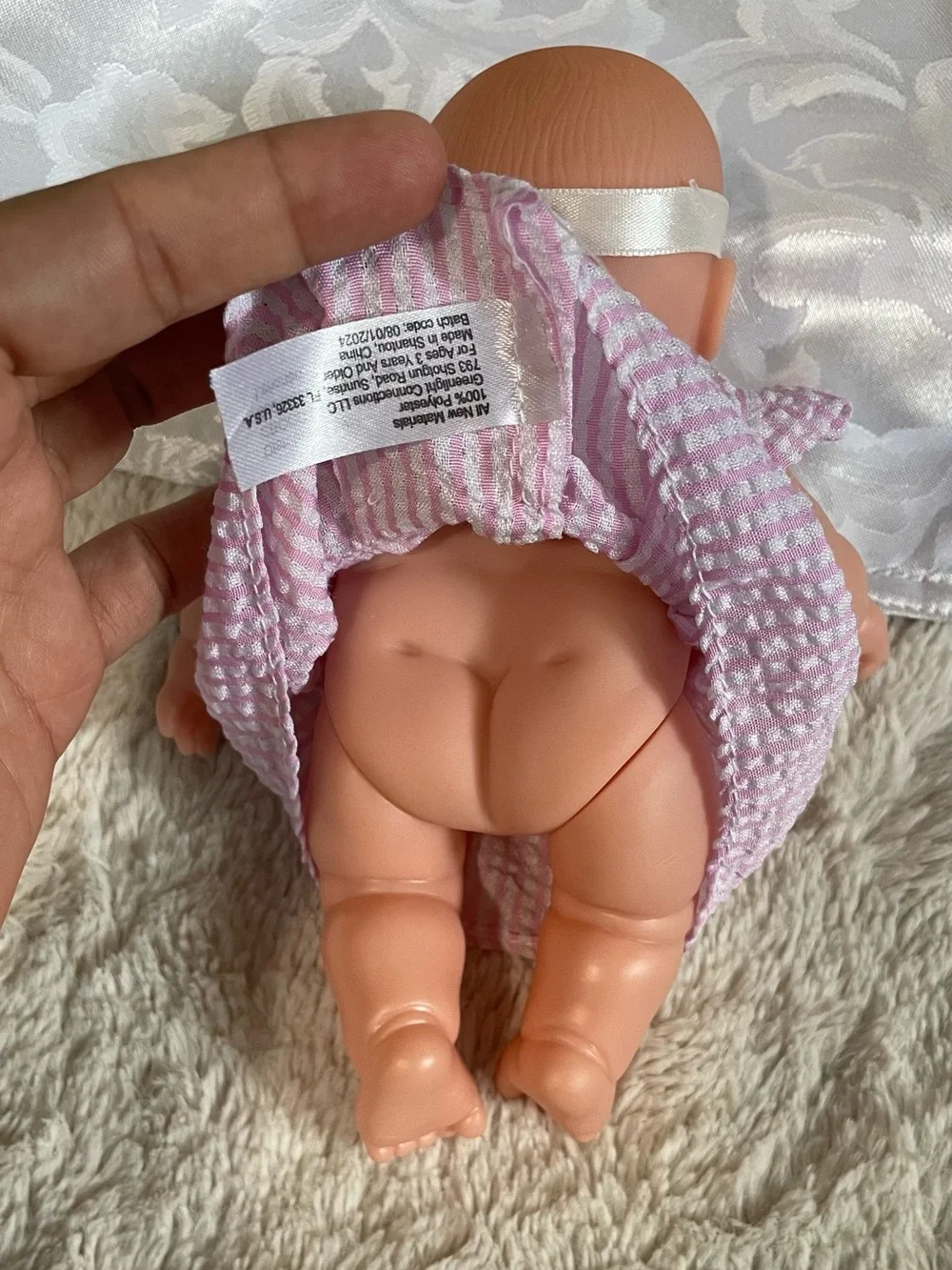 Cute 7” Baby Doll Pink Dress Blue Eyes Movable Arms Legs